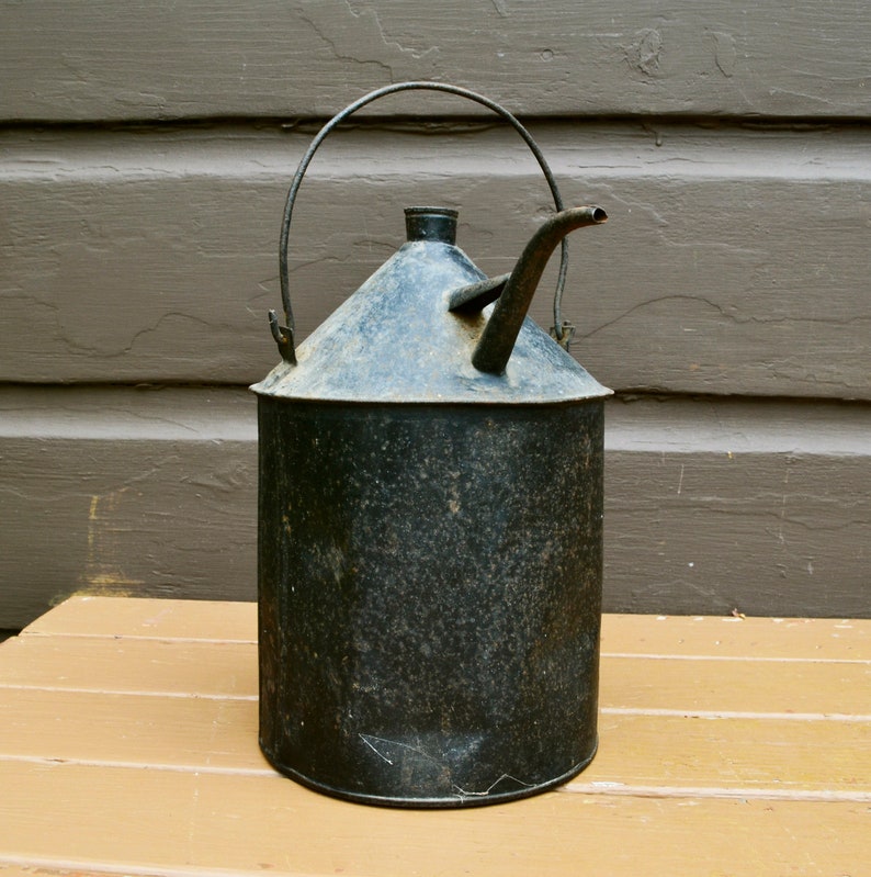 Tin Oil Lamp Pitcher Antique Oil Lamp Filler Can Kerosene Etsy