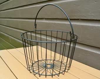 Large Wire Basket, Vintage Wire Basket, Coated Orchard Basket