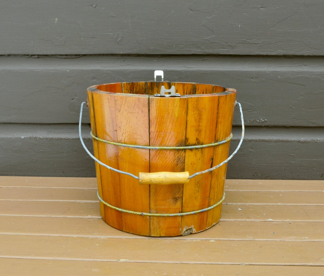 Wood Ice Cream Bucket, Vintage Ice Cream Bucket, Ice Cream Churning