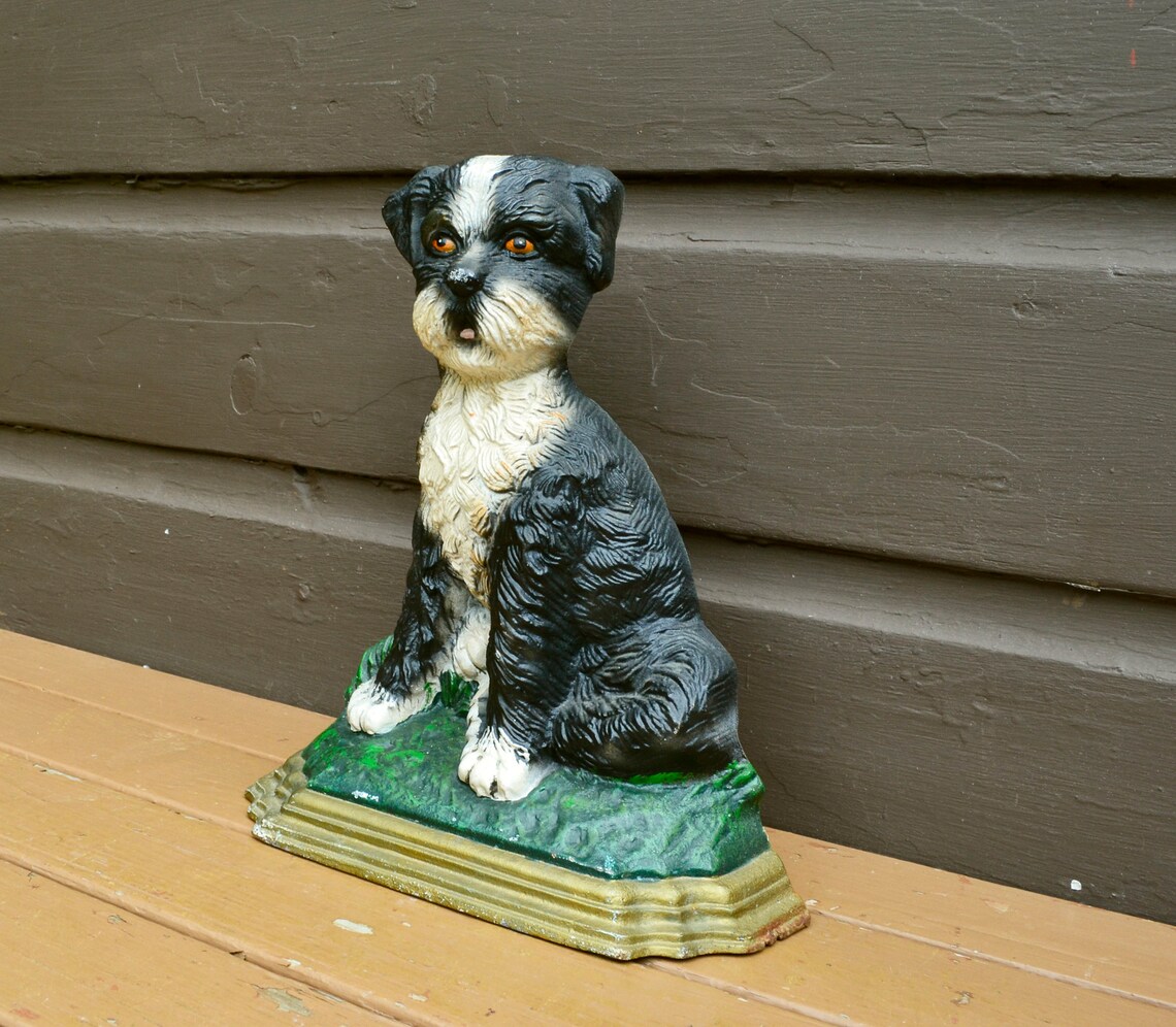 Iron Dog Doorstop Vintage Cast Iron Dog Black and White Etsy
