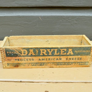 Dairylea  Process Cheese Box, Vintage 3 lb. Block Cheese Box, American Cheese, Wood Storage Box