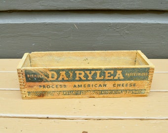 Dairylea  Process Cheese Box, Vintage 3 lb. Block Cheese Box, American Cheese, Wood Storage Box