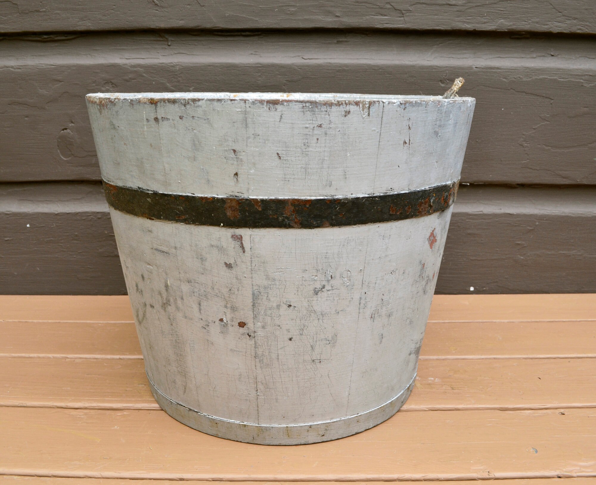 Old Wood Bucket Primitive Sap Bucket Vintage Silver Gray Etsy