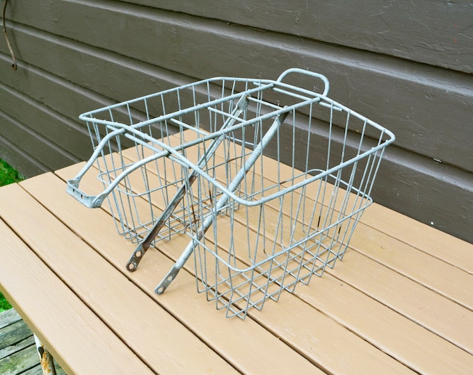 Vintage Bike Basket, Double Wald Bike Basket, Rear Bicycle Saddlebag
