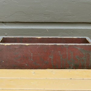 Long Rustic Wooden Box, Vintage Dark Red Wooden Storage Box, Display ...
