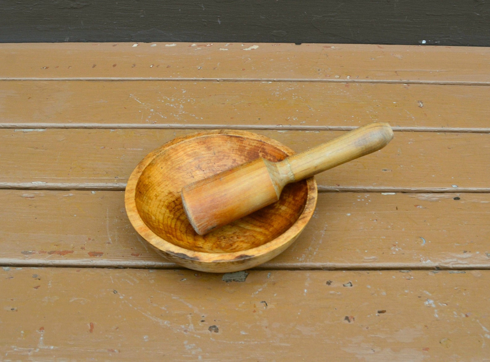 Wooden Mashing Bowl & Masher Vintage Maple Wooden Bowl Etsy