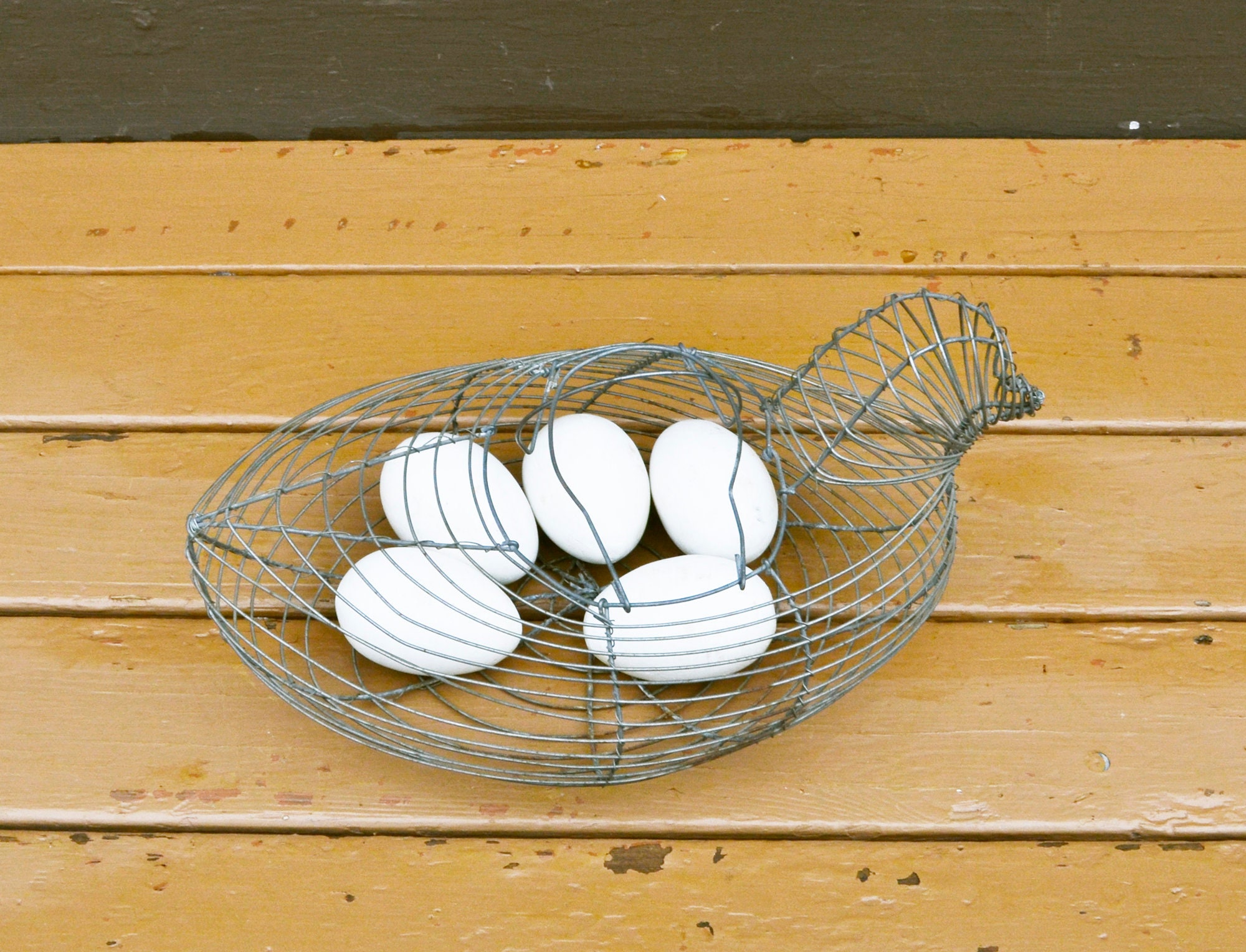 Wire Chicken Egg Basket Vintage Egg Gathering Basket Chicken Etsy