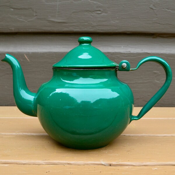 Green Enamel Teapot Etsy