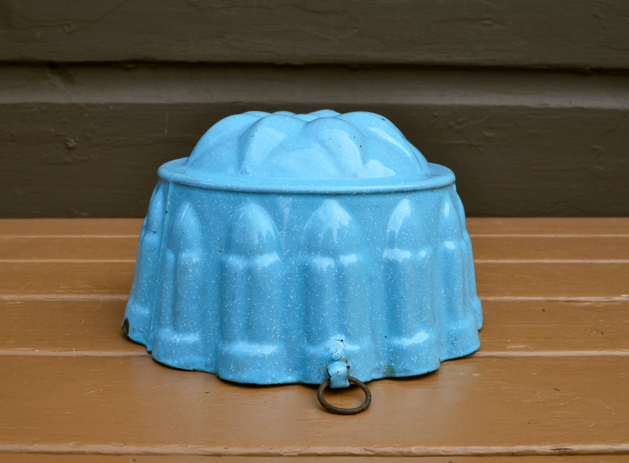 Blue Enamel Mold Vintage Enamel Bread Mold Blue Speckled Etsy