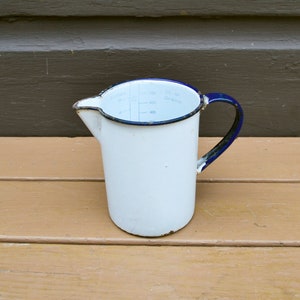 White Enamel Measuring Cup, Vintage Enamel Hospital Jug, Cesco Hospital Ware