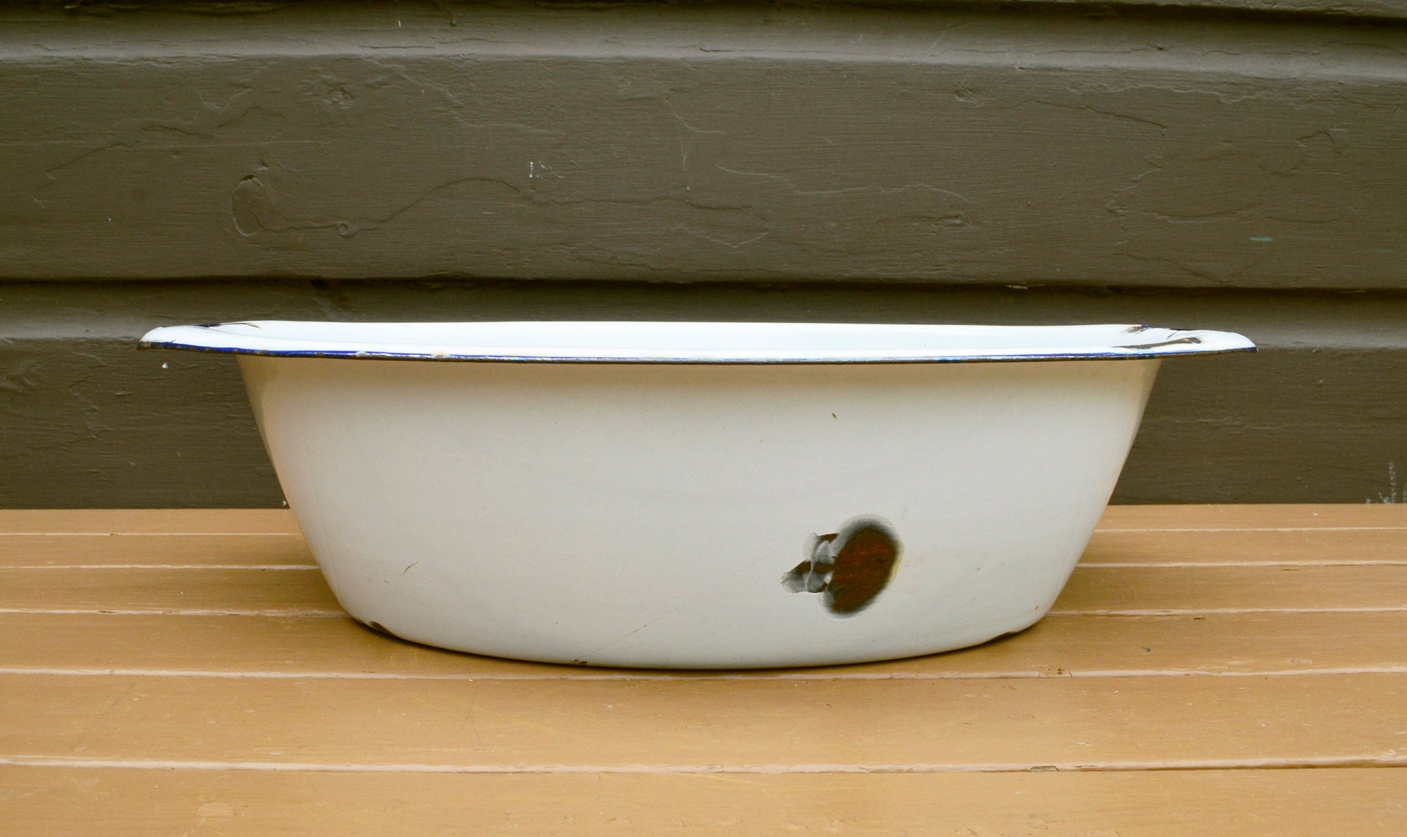Oval Basin Vintage Small Enamel Tub White Enamel Wash Tub Etsy