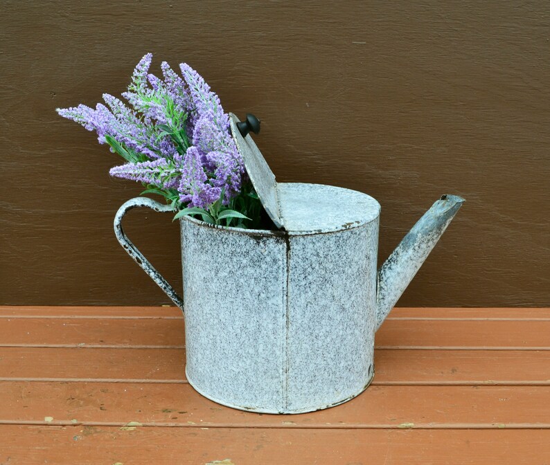 French Enamel Water Can Antique Enamel Hot Water Can Etsy