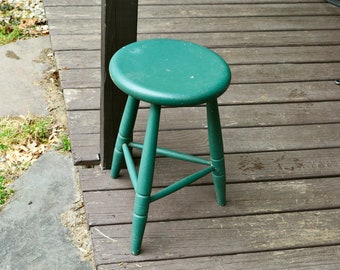 Wooden Stool, Vintage Kitchen Stool, 3 Leg Wood Stool, Counter Stool