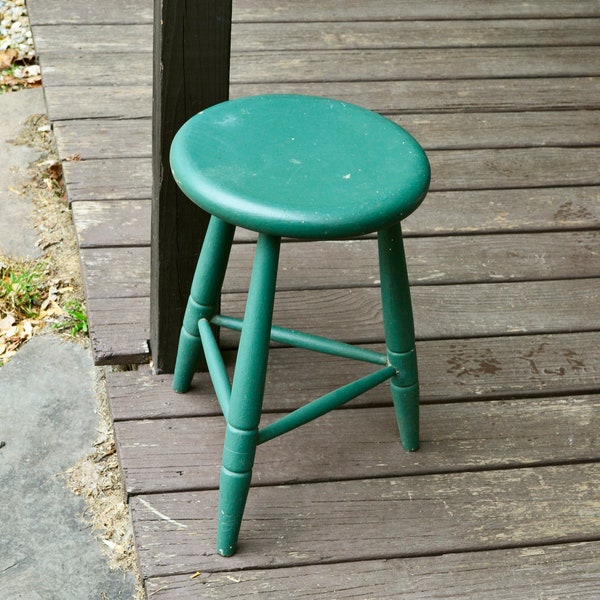 Wooden Stool, Vintage Kitchen Stool, 3 Leg Wood Stool, Counter Stool