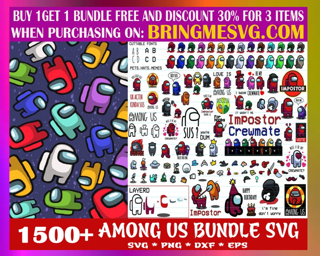 1500 Among Us Bundle Svg Among Us Svg Among Us Clipart Etsy