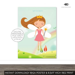 Pin The Tail Digital Birthday Party Fairy-spel Speld de vleugels op de Fairy Party digitale game Instant Download Kids Game digitale download