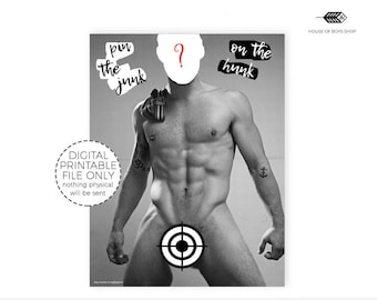 Pin the Junk on the Hunk Game, Bachelorette Party (Digital Download)