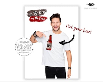 Pin the beer party game, Pin the beer, pin the tail game, bachelorette party, bachelor party, party game, pin the tail, digital