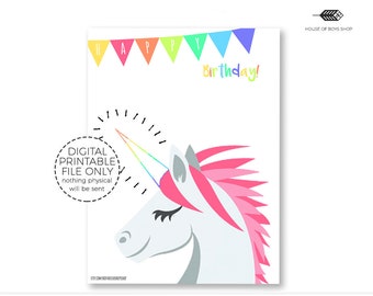 Pin The Horn On The Unicorn, Kids Birthday Games, Instant Download, Unicorns, Pin The Tail Game, Pin The Tail On The