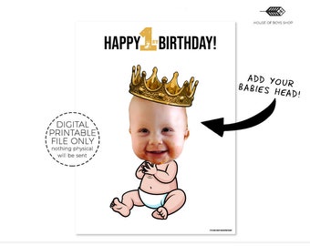 Customizable Pin the Crown Game, First Birthday Party (Digital Download)