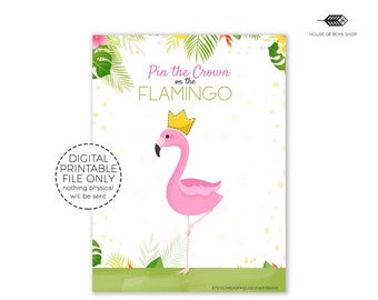 Pin the Tail, Flamingo, Digital Party Game, Printable, Flamingo Birthday Party, Printable Party Game, Flamingo Party Game, Party Games