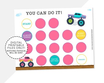 Reward Chart Printable Monster Truck Incentive Chart Digital Download Kids Reward System Routine Potty Training Girls Pink Purple Cars