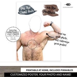 Custom Bachelorette Party Game, UNIQUE, Pin the Tail, Pin the Chest Hair, on the Groom, Poster, Party Game, Bachelorette, Hens