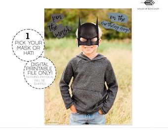 Custom Pin the Hat or Mask Birthday Game (Digital Download)