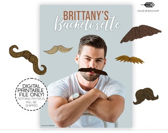 Custom Bachelorette Party Game, UNIQUE,  Pin the Tail, Pin the Moustache, on the Groom, Poster, Party Game, Bachelorette, Hens