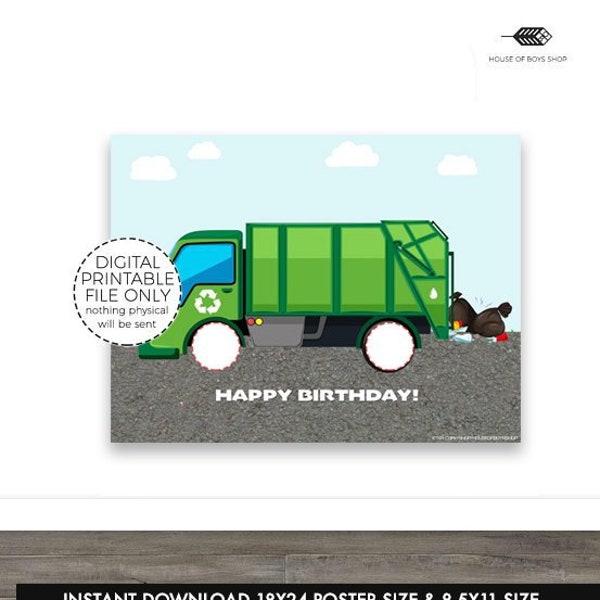 Garbage Truck Pin The Tail Game, Pin The Tail, Garbage Truck, Boys Birthday, Birthday Games, Birthday Printable, Garbage Truck Print