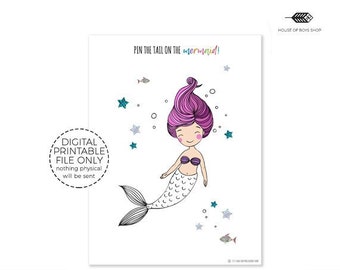 Pin the Tail on the Mermaid Game | Birthday Party Printable (Digital Download)