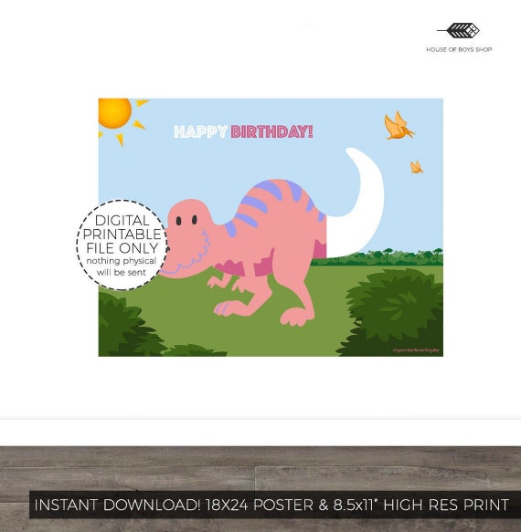 Pin the Tail on the Dinosaur Printable Birthday Party Game 