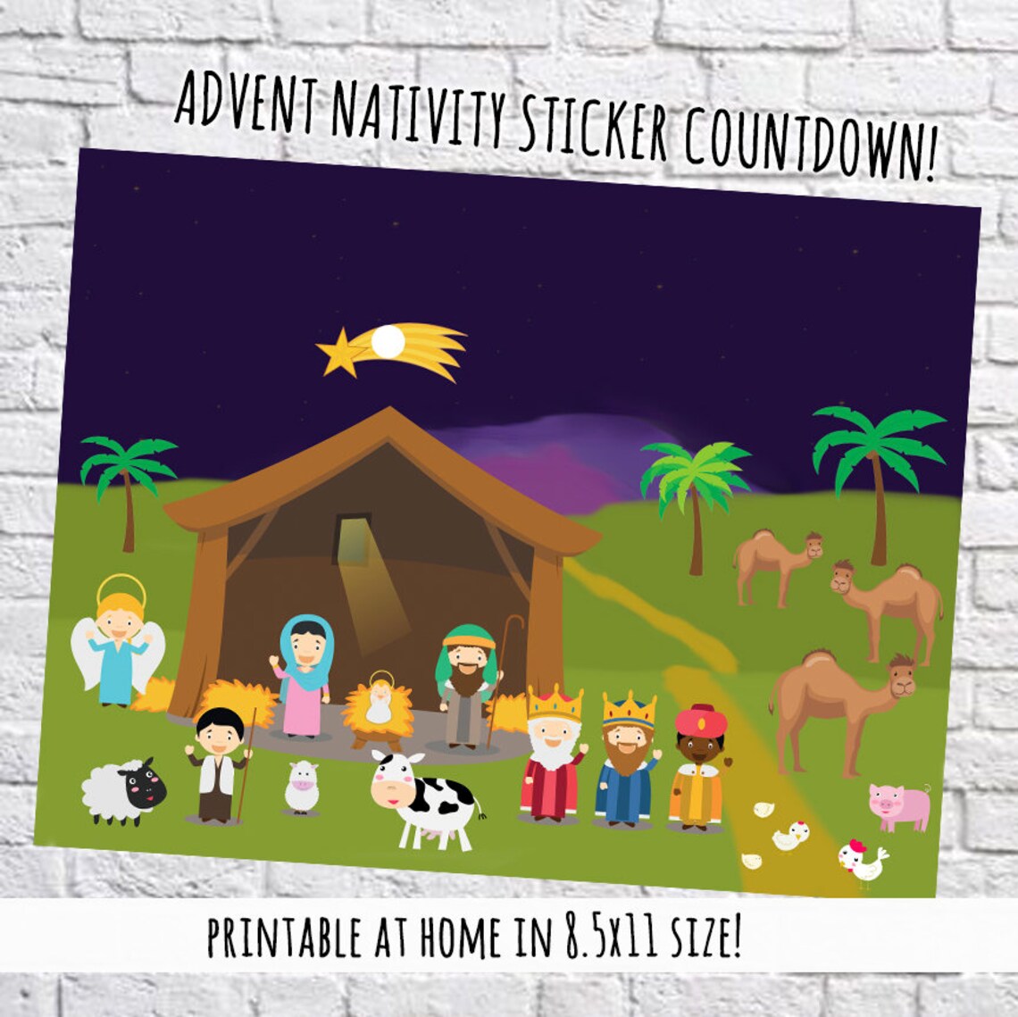Nativity Advent Printable Advent Stickers Advent Print | Etsy