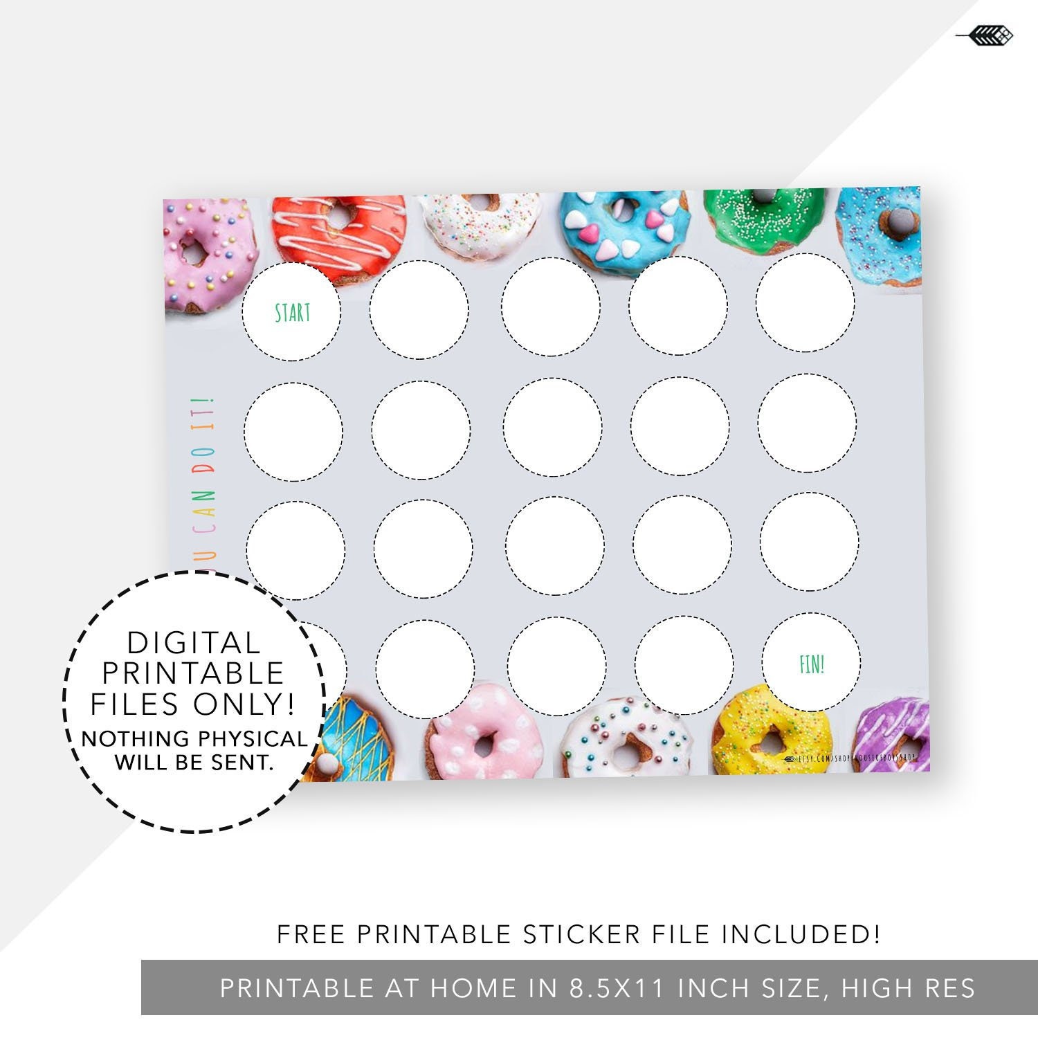 doughnut incentive reward chart sticker chart printable etsy