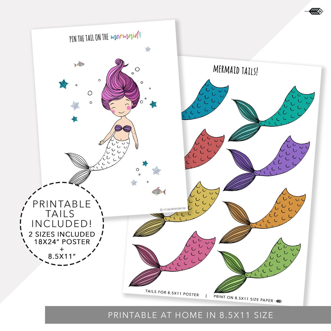 Pin the Tail on the Mermaid Birthday Party Games Printable | Etsy Canada