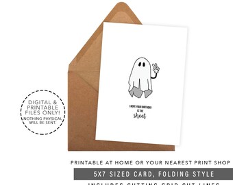 Printable Birthday Card, Sheet, Funny Birthday Card, Ghost, Printable Card, Inappropriate, Funny Card, Instant Download