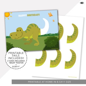 Pin the Tail on the Dinosaur, Printable Kids Game, Digital Download ...