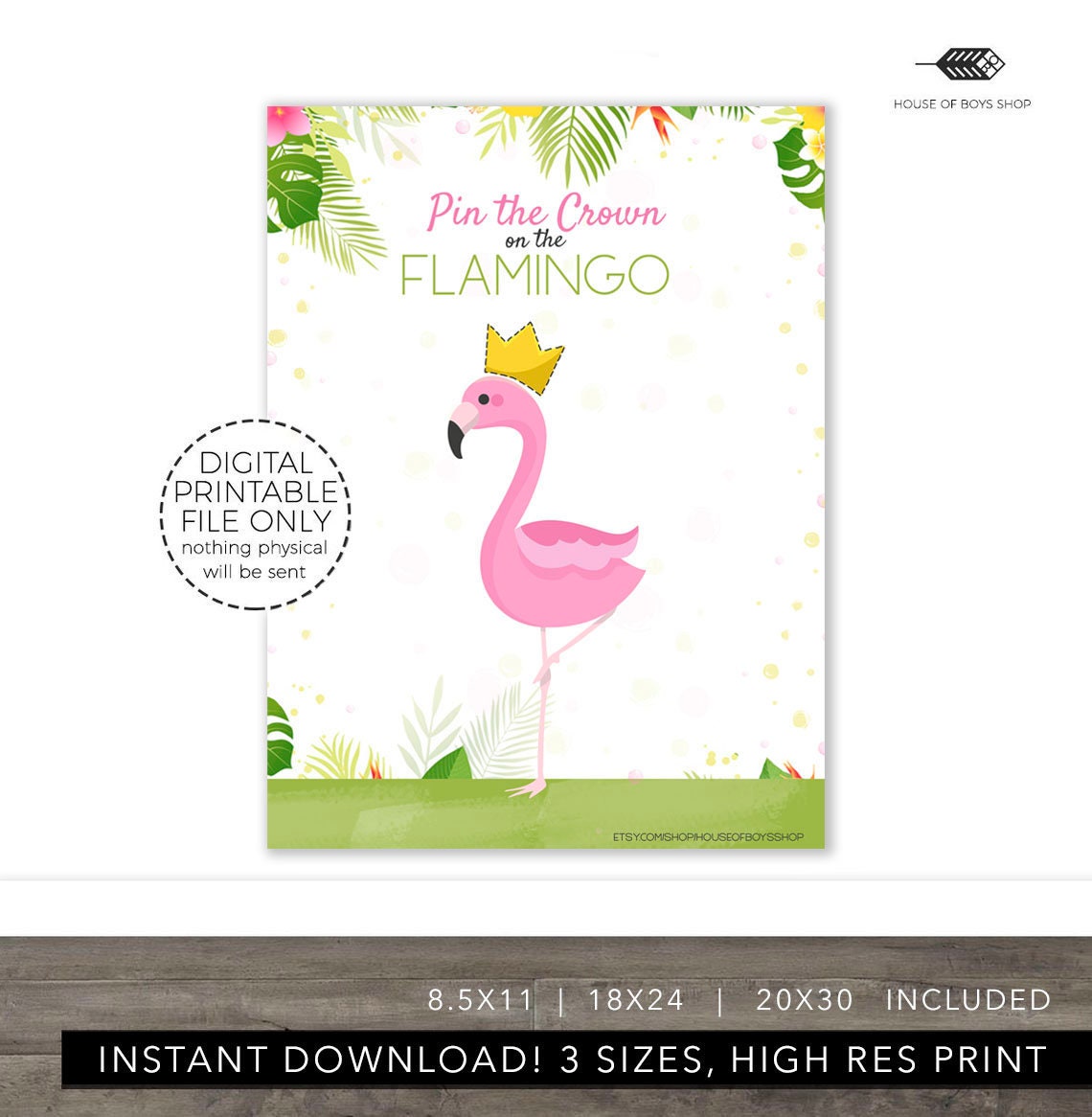 Pin the Tail, Flamingo, Digital Party Game, Printable, Flamingo Birthday Party, Printable Party Game, Flamingo Party Game, Party Games