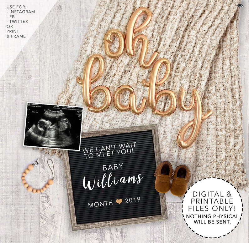 Download Custom Pregnancy Announcement Digital Social Media Baby Announcement Template Due Date Flat Lay Instagram Facebook Twitter Neutral Baby Paper Paper Party Supplies Kromasol Com