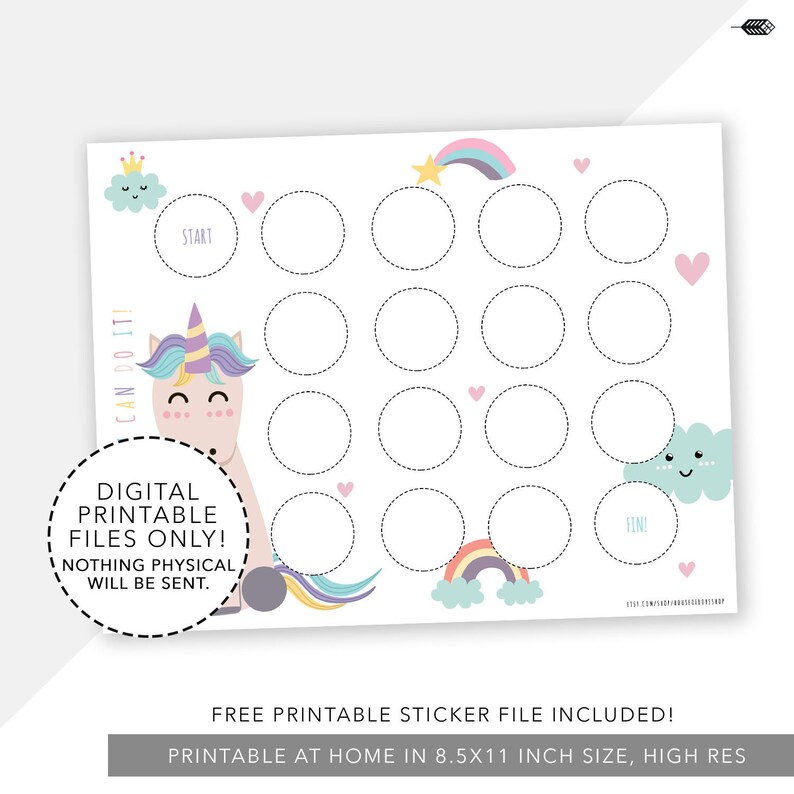 Reward Chart Printable Unicorn Incentive Chart Digital Etsy Canada