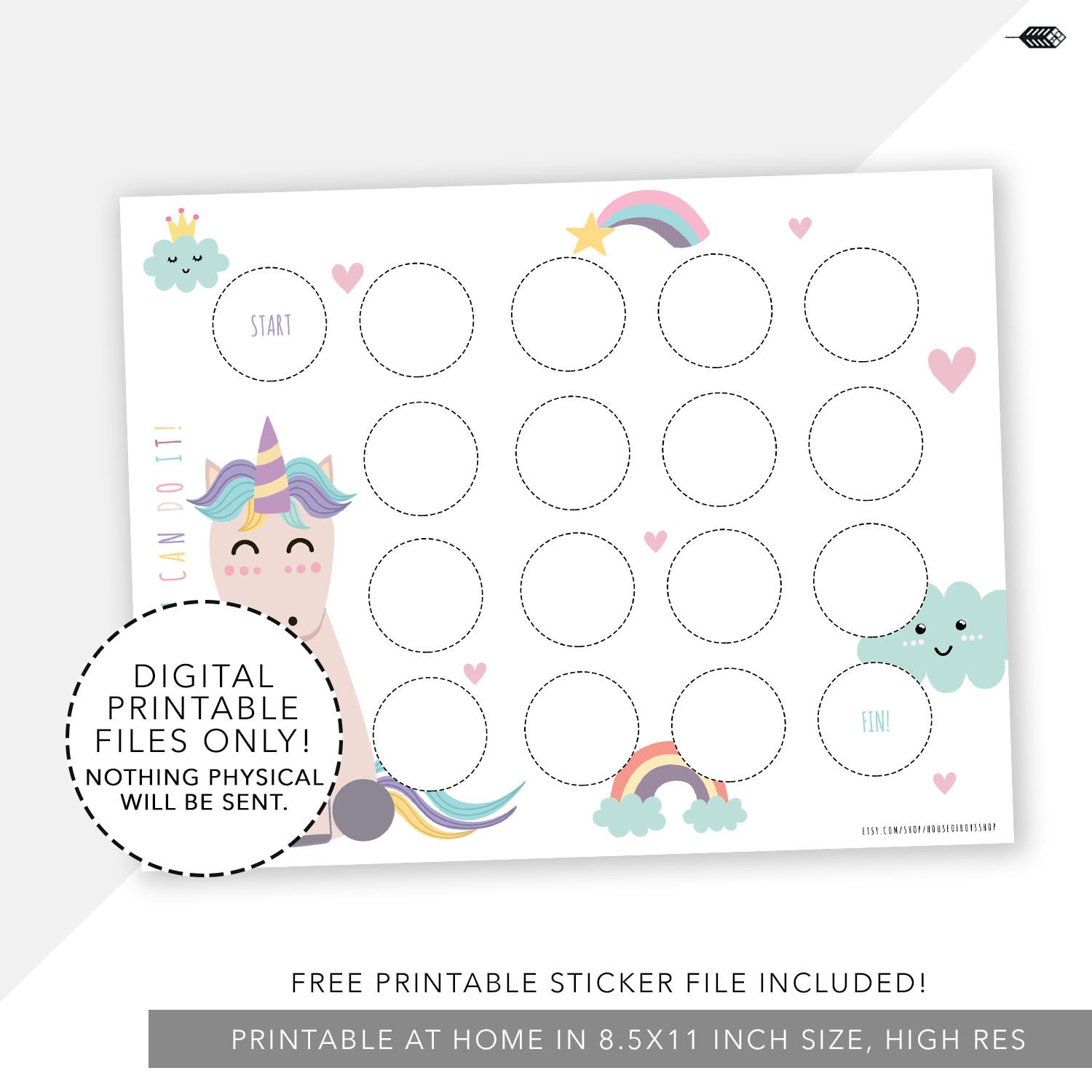 reward chart printable unicorn incentive chart digital etsy