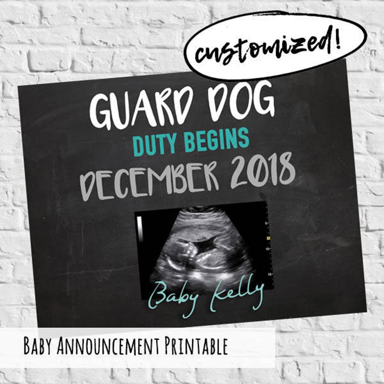 Guard Dog Baby Announcement Printable Digital File Etsy Canada