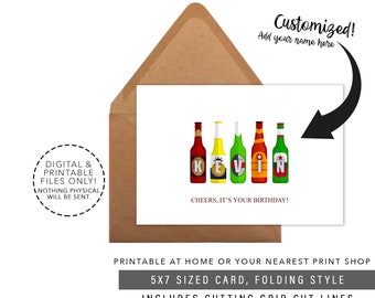 Printable Birthday Card, Customized Card, Beer Card, Personalized, Beer, Birthday Card, Printable Birthday Card, Instant Download, Birthday