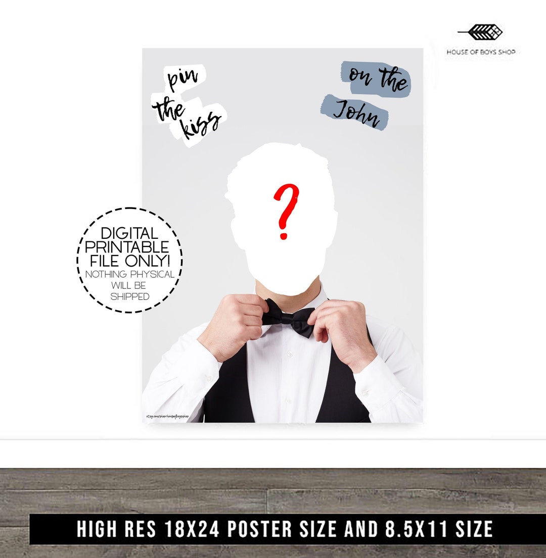 Custom Pin the Tail Game, Pin the Kiss, Birthday Party Game, Adult Game