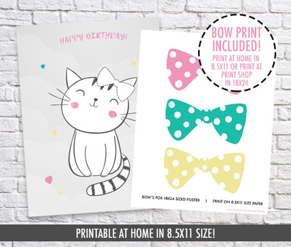 Pin the Tail on the Cat Digital Printable Game Instant Etsy Canada
