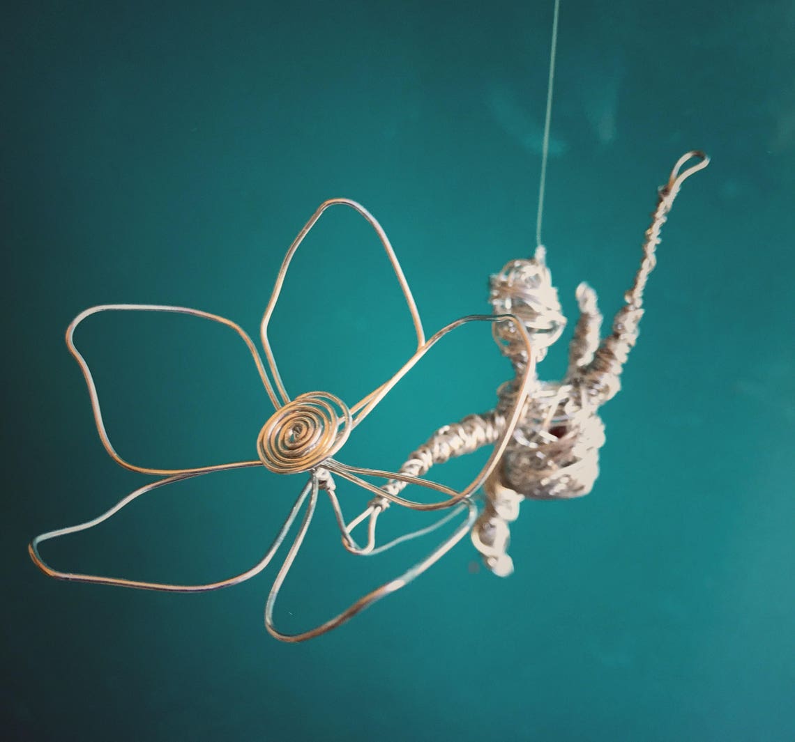 Handmade Sculpture Art Dancing Wire Figurine With Wire Flower Etsy