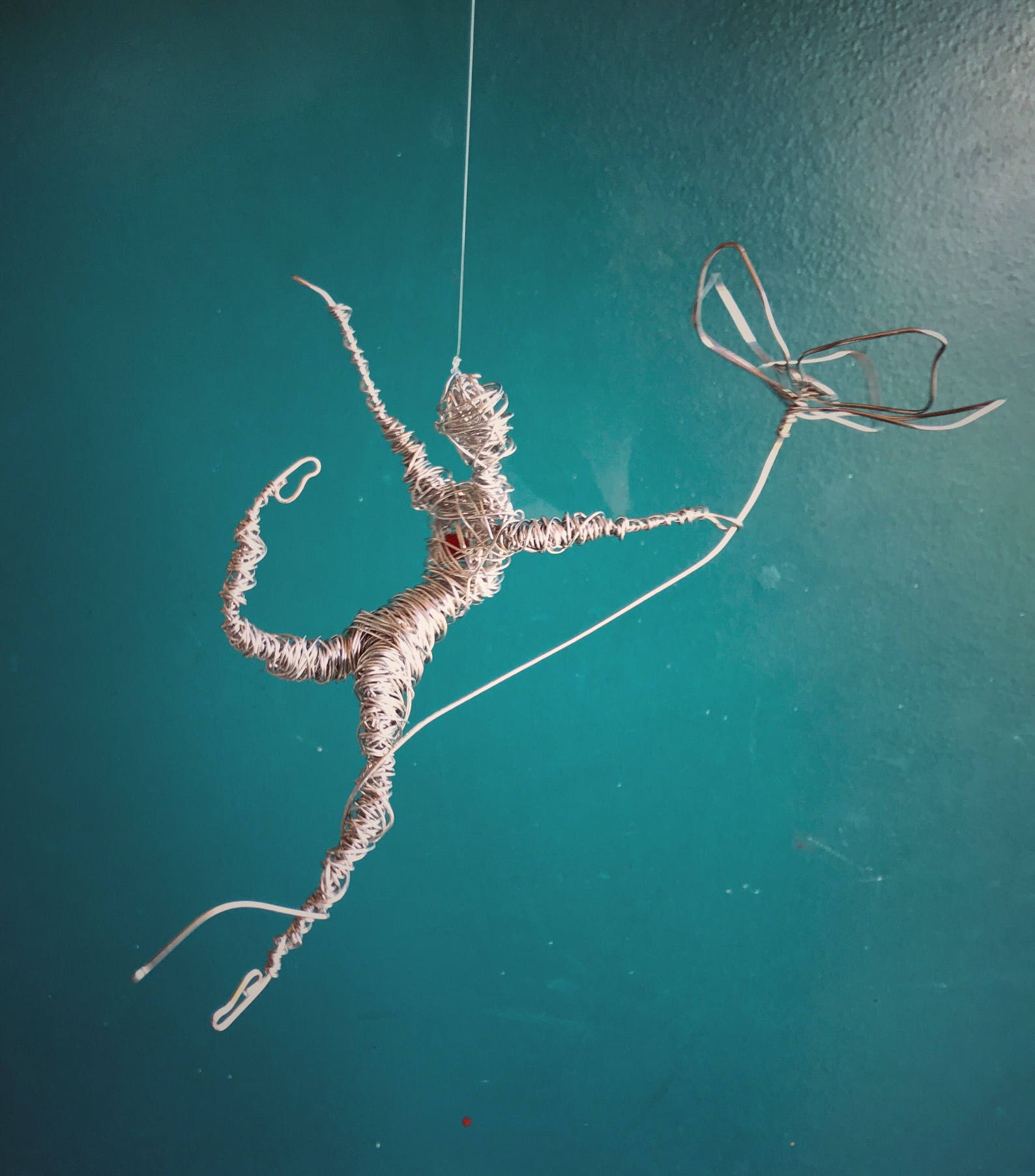 Handmade Sculpture Art Dancing Wire Figurine With Wire Flower Etsy