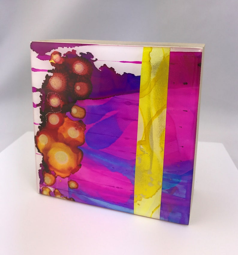 Alcohol Ink Art Resin On Wood Panel Fluid Art Abstract Etsy