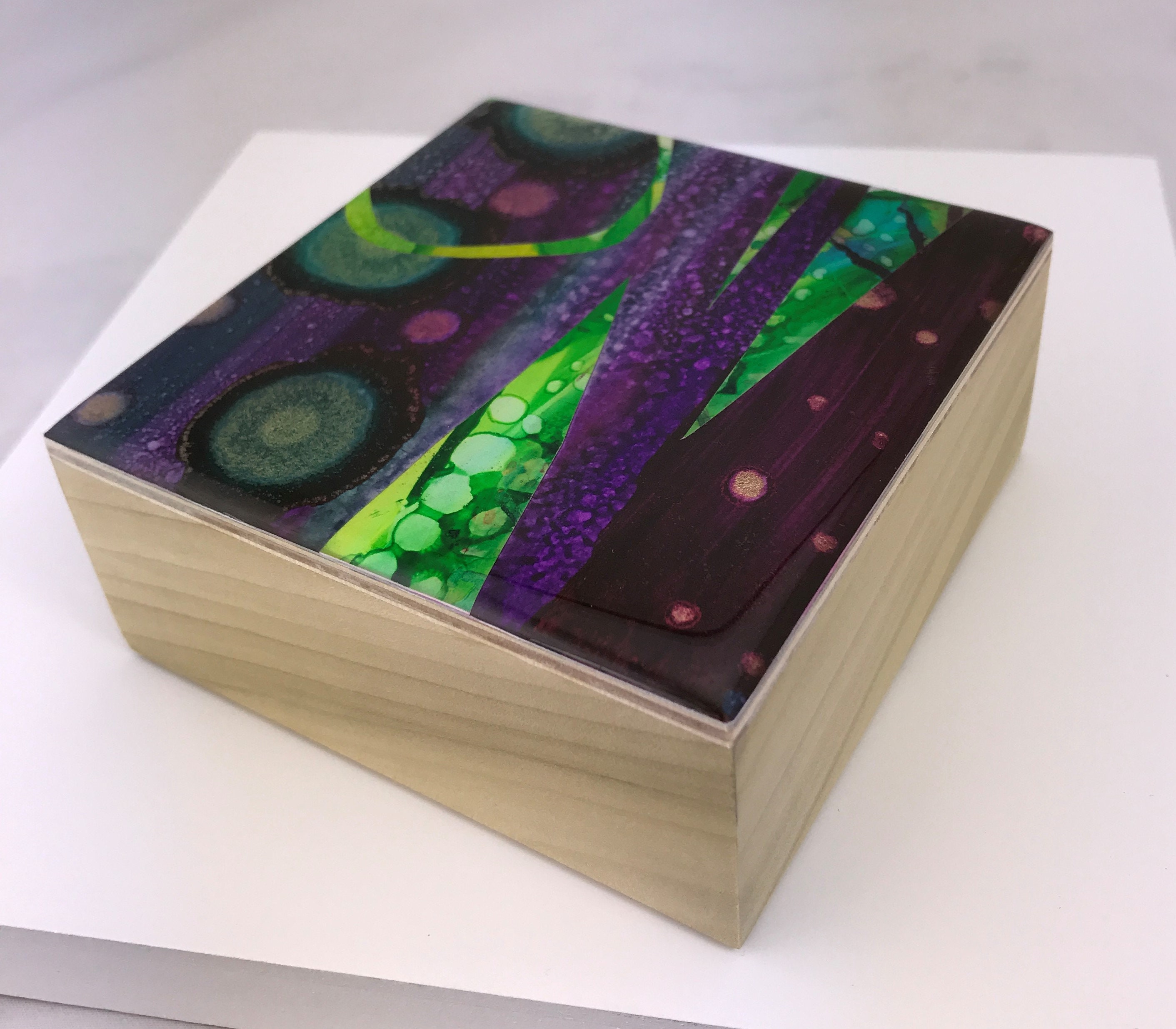 Alcohol Ink Art Resin On Wood Panel Fluid Art Abstract Etsy