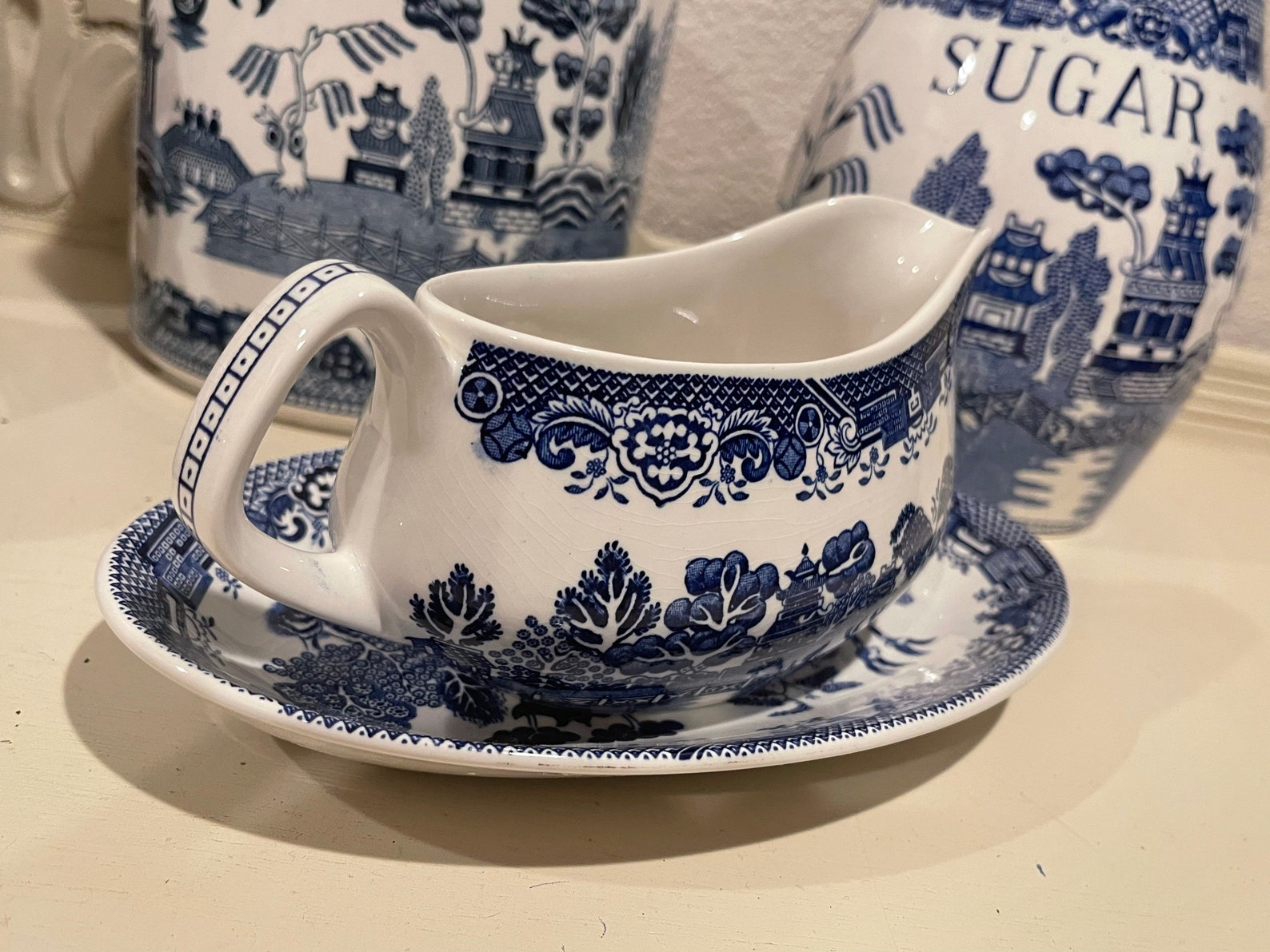 Blue Willow Woods Ware Enoch Wood & Sons Gravy Boat W/ Under Etsy